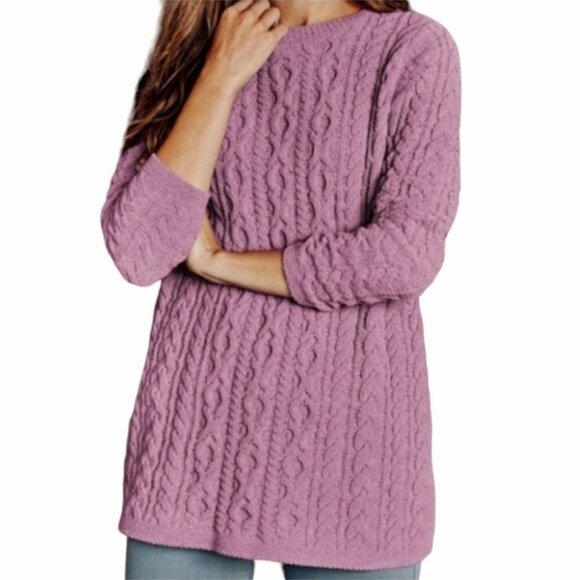 J Jill Cable Knit Fisherman Chenille Pullover Sweater - Picture 1 of 9